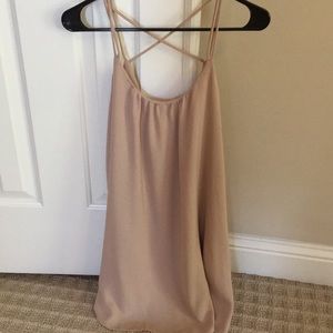 tan cross back dress